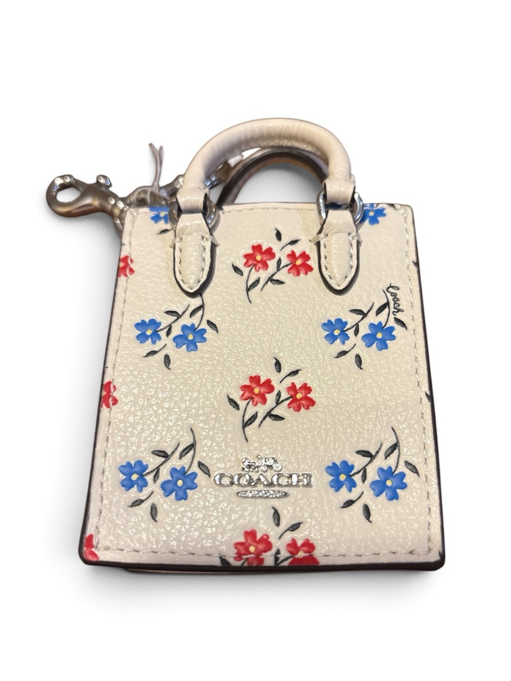 Coach North/South Mini Tote Bag Charm with Floral Print NWT